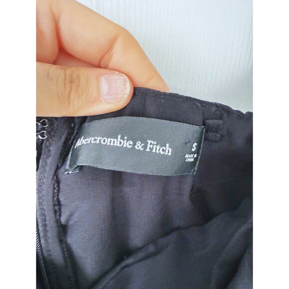 Abercrombie Off Shoulder Ruched Black Midi Dress Small Black Event Cocktail LBD - Picture 7 of 12